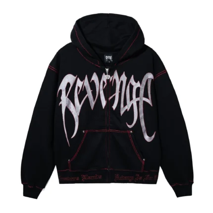 CONTRAST SKULL EMBROIDERED ZIP BLACK/RED