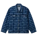 REVENGE ALLOVER LOGO DENIM JACKET STONEWASHED INDIGO