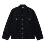 REVENGE ALLOVER LOGO DENIM JACKET WASHED BLACK