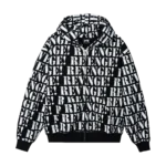 Allover Logo Zip Hoodie Black White