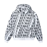 Allover Logo Zip Hoodie White Black