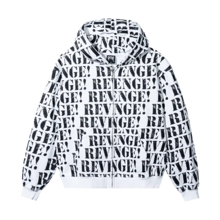 Allover Logo Zip Hoodie White Black