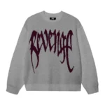 REVENGE ARCH LOGO KNIT LIGHT GREY/BURGUNDY