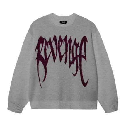 REVENGE ARCH LOGO KNIT LIGHT GREY/BURGUNDY