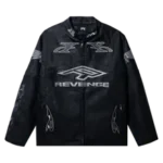 REVENGE BURNOUT LEATHER JACKET GREY