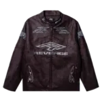 REVENGE BURNOUT LEATHER JACKET MAROON