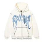 CONTRAST EMBROIDERED ZIP HOODIE CREAM
