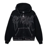 CONTRAST SKULL EMBROIDERED ZIP BLACK/PINK