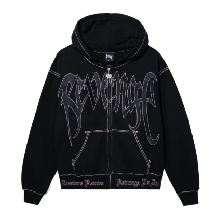 CONTRAST SKULL EMBROIDERED ZIP BLACK/PINK