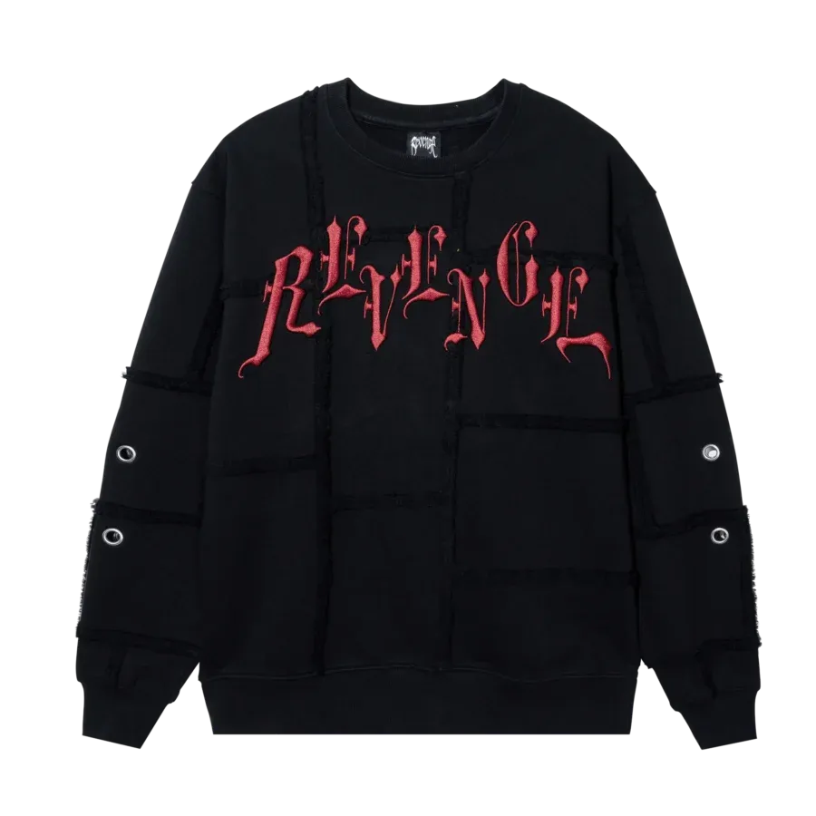 REVENGE PATCHWORK CREWNECK BLACK/RED REVENGE PATCHWORK CREWNECK BLACK/RED