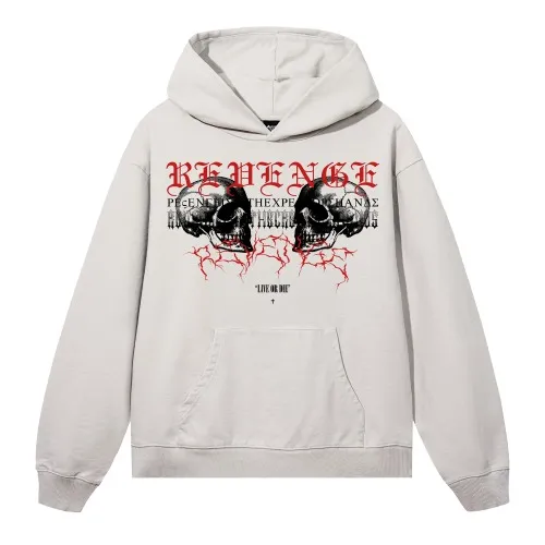 REVENGE STAPLE HOODIE CEMENT REVENGE STAPLE HOODIE CEMENT