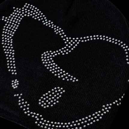 REVENGE X HEARTBREAK RHINESTONE BEANIE BLACK/CRYSTAL