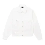 WHITE EMBROIDERED LOGO DENIM JACKET