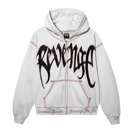 CONTRAST SKULL EMBROIDERED ZIP CEMENT/BLACK/RED