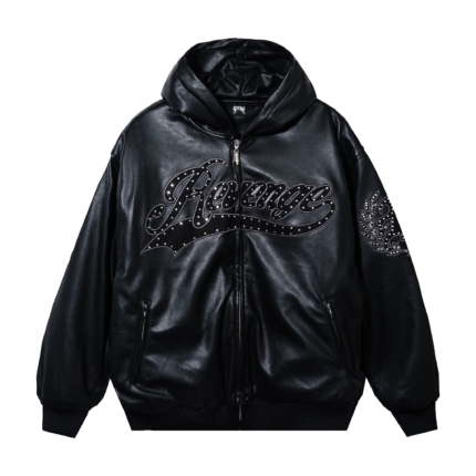 PIERCED LEATHER JACKET BLACK